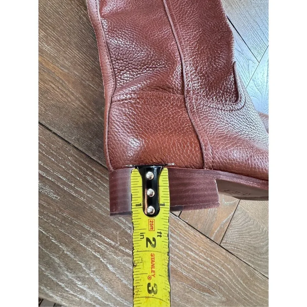Tory Burch Kiernan 35MM Tumbled Leather‎ Riding Boots Almond Size 7